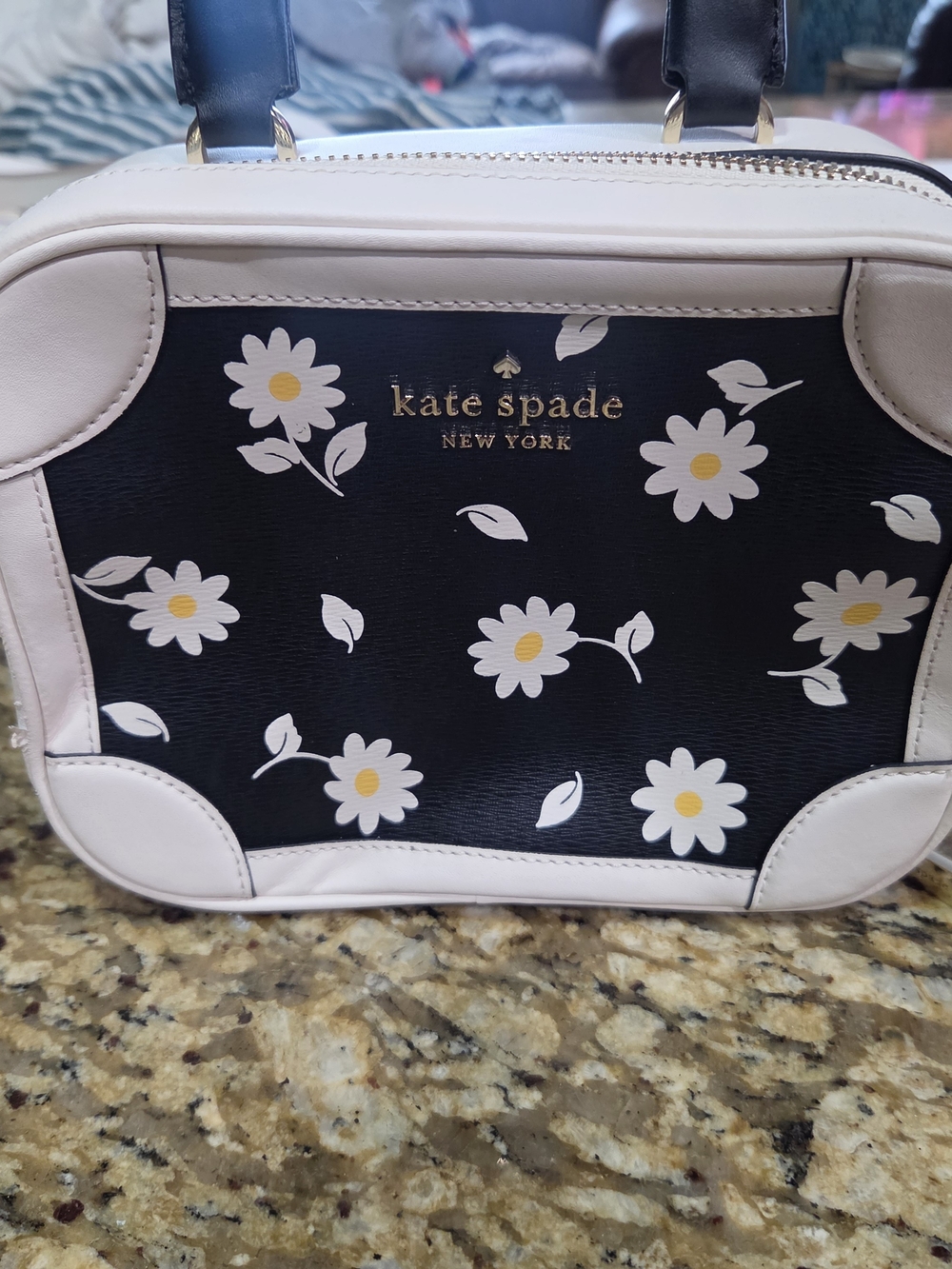 kate spade Black & White Daisy Print Crossbody Bag